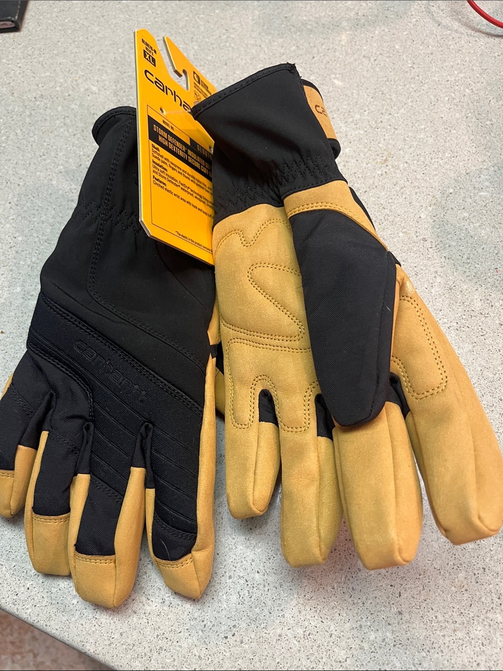 Carhartt Black and Tan Work Gloves with Reinforced Palm